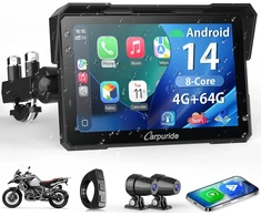Carpuride motociklo CarPlay ekranas su 1080P priekine ir galine kamera, 7 colių liečiamas ekranas, Bluetooth, Android Auto, W702 Plus