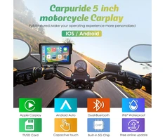 Carpuride motociklo navigacija su 5 colių jutikliniu ekranu, belaidžiu CarPlay, Android Auto ir Bluetooth, modelis W502