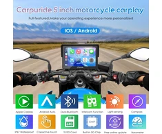 Carpuride motociklo navigacija su 5 colių lietimui jautriu ekranu, Bluetooth, CarPlay, Android Auto, W502B Pro