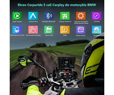 CARPURIDE motociklo navigacijos sistema su 5 colių ekranu, Bluetooth, CarPlay, Android Auto, W502BS Pro