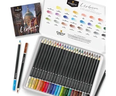 Castle Art Supplies 24 spalvotų pieštukų rinkinys su metaline dėžute piešimui ir eskizams Urban