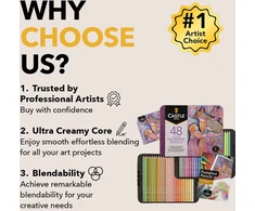 Castle Art Supplies 48 spalvų pastelinių atspalvių pieštukų rinkinys, dėžutė, Pasteltint