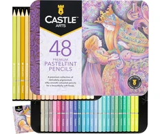 Castle Art Supplies 48 spalvų pastelinių atspalvių pieštukų rinkinys, dėžutė, Pasteltint