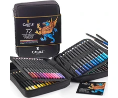 Castle Art Supplies 72 spalvotų pieštukų rinkinys su minkštu grafitu ir užsegamu dėklu CAS-72CPZ