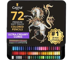 Castle Art Supplies 72 spalvotų pieštukų rinkinys, minkšti grafitai, metalinė dėžutė