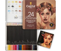 Castle Art Supplies akvarelinių pieštukų rinkinys portretams, 24 vnt. spalvoti, speciali dėžutė