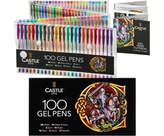 Castle Art Supplies geliniai rašikliai, 100 spalvų, įvairūs efektai, su dėžute, Gel Pens 4336949690