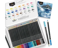 Castle Art Supplies spalvotų pieštukų rinkinys su jūros peizažais, 24 vnt., su dėže