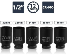 CCLIFE 8 dalių 12-kampių smūginių galvučių rinkinys 1/2 col., 30–36 mm, 5307