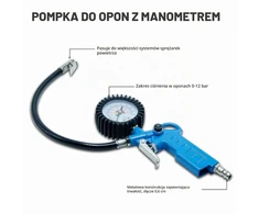 CCLIFE padangų slėgio matuoklis „3 viename“ su pripūtimo funkcija 12 bar, 2196-2C