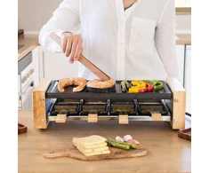Cecotec raclette grilis Cheese &amp; Grilis 8200 Wood 1200 W, 8 keptuvėlės