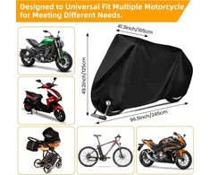 Chuner motociklo tentas, vandeniui atsparus poliesterio uždangalas, XXL 245x105x125 cm