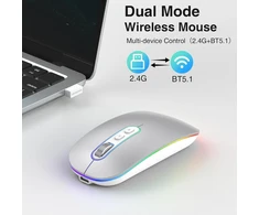 Cimetech belaidė optinė pelė, Bluetooth 5.1 ir 2,4 GHz, įkraunama, EU-M01-RD-SR