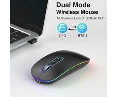 cimetech belaidė optinė pelė, Bluetooth 5.1 ir 2,4 GHz, su LED, EU-M01-RD-BK