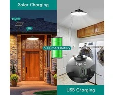 CLV saulės energija maitinama pakabinama LED lempa su nuotolinio valdymo pultu, 30 W, 5000 mAh, 6 režimai, SL-TY01