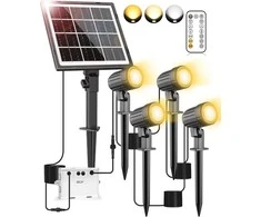 CLY lauko saulės šviestuvų rinkinys, 4 vnt., LED, 5000 mAh, IP66, su nuotolinio valdymo pultu