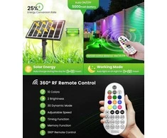 CLY saulės energija maitinamas RGB LED reflektorius, IP66, 10 spalvų, 6 ryškumo lygiai, su nuotoliniu valdymu