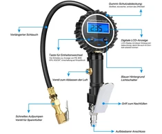 Colisal skaitmeninis padangų slėgio matuoklis 200 psi su LCD ekranu, 220028