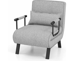 COSTWAY 4‑in‑1 sulankstomas miegamasis fotelis–sofa su 5 padėčių atlošu, iki 150 kg, šviesiai pilkas