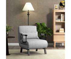 COSTWAY 4‑in‑1 sulankstomas miegamasis fotelis–sofa su 5 padėčių atlošu, iki 150 kg, šviesiai pilkas