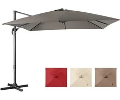 COSTWAY kvadratinis sodo skėtis su rankenėle, 300 × 300 cm, pilkas, 360° pasukamas modelis ZB33767TEDE