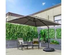 COSTWAY kvadratinis sodo skėtis su rankenėle, 300 × 300 cm, pilkas, 360° pasukamas modelis ZB33767TEDE