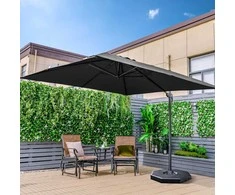 COSTWAY lauko skėtis, kvadratinis, 300 × 300 cm, 360° pasukamas, juodos spalvos, ZB33835PWDE-GM