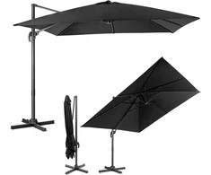 COSTWAY lauko skėtis, kvadratinis, 300 × 300 cm, 360° pasukamas, juodos spalvos, ZB33835PWDE-GM