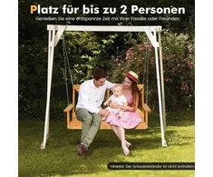 COSTWAY pakabinamas sodo suolas iš natūralios pušies medienos, 2 vietų, 134 × 60 × 65 cm, iki 240 kg, NP10961BN-GM