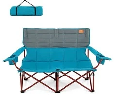COSTWAY sulankstoma kempingo sofa 2 asmenims, paminkštinta, su metaliniu rėmu, 147 × 69 × 82 cm, ZB34322DE