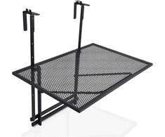COSTWAY sulankstomas pakabinamas balkono staliukas, metalinis, 5 aukščio lygiai, 60,5 × 40,5 cm, 20 kg