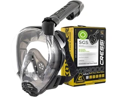 Cressi pilno veido nardymo kaukė Komodo 180° panorama CO2 saugi anti-rasa silikoninė juoda S/M