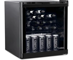 CUBES mini šaldytuvas 48 l su stiklinėmis durimis, tylus, juodas, reguliuojama lentyna