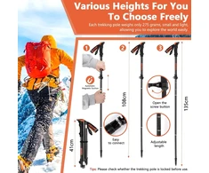 CYJJYZ sulankstomos reguliuojamos trekingo ir nordic walking lazdos, aliuminio, 108-135 cm, 2 vnt.