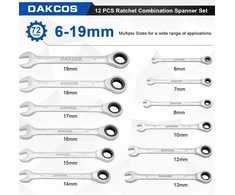 DAKCOS kombinuotų veržliarakčių su reketu rinkinys 6–19 mm, 12 vnt., RMS-MIX
