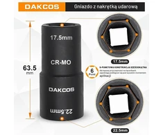 DAKCOS smūginė dvipusė galvutė ratų veržlėms 17,5/22,5 mm, 1/2 col., KSS03