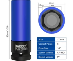 DAKCOS smūginė galvutė ratų veržlėms 17 mm, 1/2 col., 85 mm KSS17