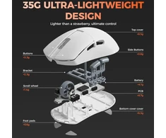DAREU belaidė žaidimų pelė A950 WING, 30 000 DPI, 8K Hz, 35 g