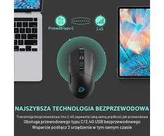 DAREU belaidė žaidimų pelė su įkrovimo stotele, 12 000 DPI, EM901X