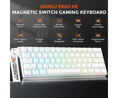DAREU žaidimų klaviatūra su Hall efekto jungikliais, 60 %, 8000 Hz, EK60 HE-WH