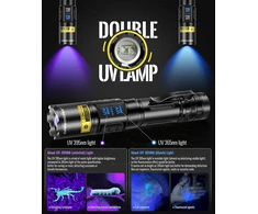 DARKBEAM dviguba UV LED žibintuvėlis 365nm ir 395nm, įkraunamas, 10 W, IPX4, A900