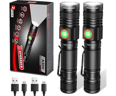 DARKBEAM LED įkraunama kišeninė prožektorius, 2000 lm, USB, atspari vandeniui, su fokusavimo reguliavimu, A300 X2, 2 vnt.