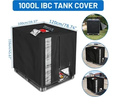 DBREAKS IBC talpos uždanga, 1000 l, neperšlampama, UV ir dulkių apsauga, su langeliu, užtrauktuku
