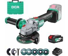 DCA akumuliatorinis kampinis šlifuoklis 20 V, Ø125 mm, 630 W, 4,0 Ah akumuliatorius, ADSM06-125