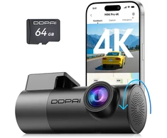 ddpai automobilinė kamera MINI Pro 4K su 64 GB kortele, Wi-Fi 6 ir 360° objektyvu