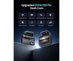ddpai automobilinis vaizdo registratorius Z50 Pro 4K + 1080p su GPS ir Wi-Fi 6