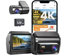 DDPAI automobilinis vaizdo registratorius Z60 su priekine ir galine kamera, 4K/1080p, Wi-Fi 6