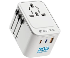 decqle universalus kelioninis maitinimo adapteris su 2 USB-C PD 20 W ir USB-A, DQZ9