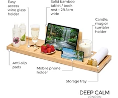 Deep Calm reguliuojamas bambukinis vonios padėklas 70–106 cm HU-XI-201