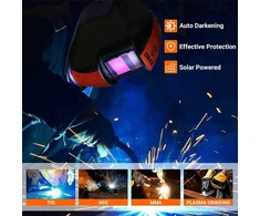 DEKO automatinis suvirinimo skydelis True-Color su saulės energija ARC MMA MIG TIG, DIN 4/9-13, optinė klasė 1/2/1/2